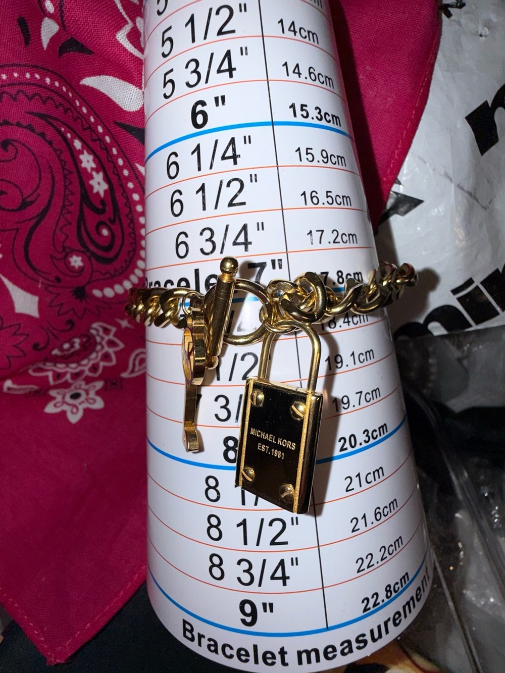 Michael Kors Gold Padlock Charm Chain Bracelet